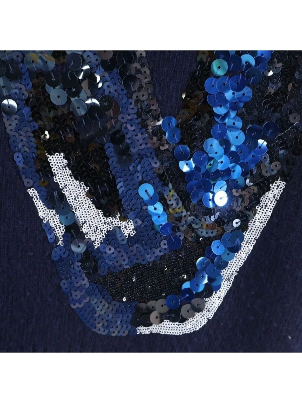 Louis Vuitton LV Logo Sequin Short Sleeve Knit Navy Sweater